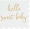 50 Pack White Scalloped Baby Shower Napkins for Girls and Boys, Gold Foil Hello Sweet Baby Decorations (5 x 5 In Scalloped Napkins)